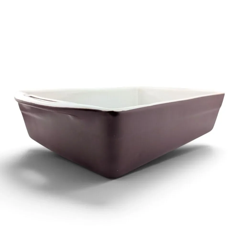Melt Ovenware Essence Stoneware Baker Brown White Curved 11.25